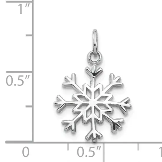 14K White Gold Snowflake Charm Winter Snow Pendant Jewerly 21mm x 14mm {4}