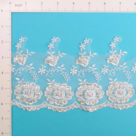 5" Vintage Beaded Bridal Lace Trim {2}