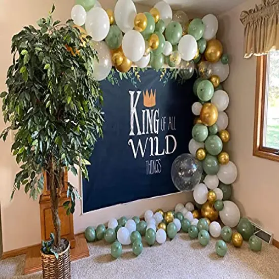 137PCS Sage Green Balloon Garland Arch Kit with White, Gold Confetti, Retro Green, and Gold Metallic Chrome Latex Balloons for Wedding, Birthday, and Baby Shower Decorations {3}