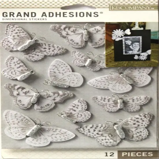 K & Company The Kiss Butterfly Grand Adhesions Dimensional Sticker Embellishments {1}