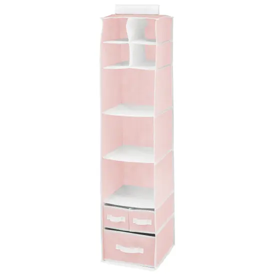 mDesign Fabric Nursery Hanging Organizer with 7 Shelves/3 Drawers {4}