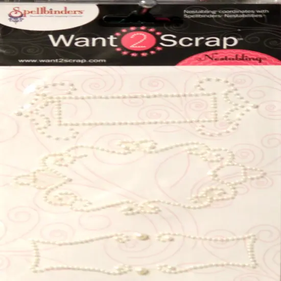Spellbinders Want 2 Scrap Self-Adhesive Fancy Tags Two White Pearl Embellishments {1}