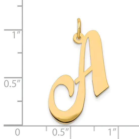 14K Yellow Gold Large Fancy Script Initial A Charm Jewerly 22mm x 25mm {3}