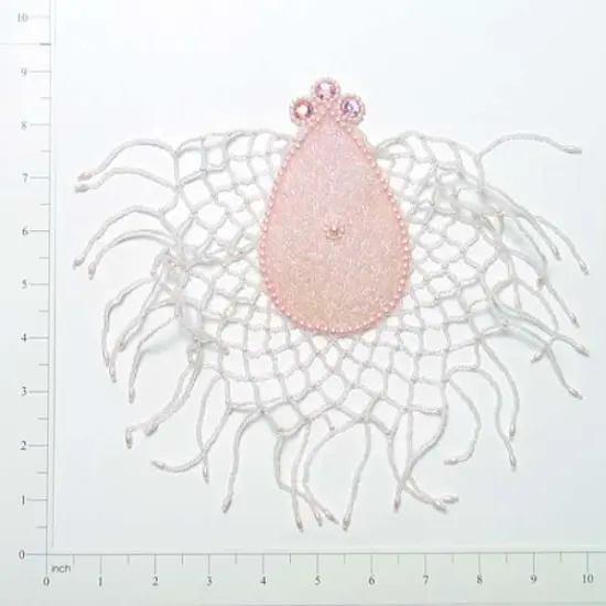 Spiderweb Beaded Applique Light Pink {1}