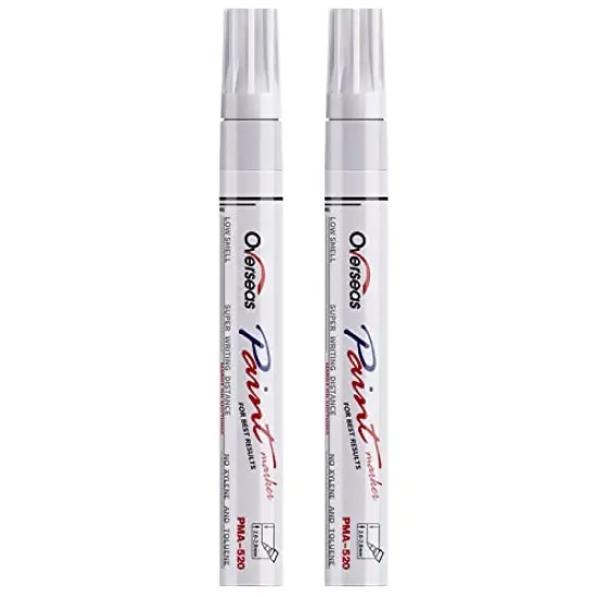Permanent Paint Pens White Markers - 2 Pack Single color Oil Based, Medium Tip, Quick Drying and Waterproof Marker Pen for Metal, Rock Painting, Wood, Fabric, Plastic, Canvas, Mugs {1}