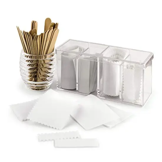 4-Compartment Makeup Organizer and Storage: Transparent Multi-functional Bathroom Closet Storage with 4 Trays and Clear Lid for Cosmetics, Cotton Balls or Sponges {4}