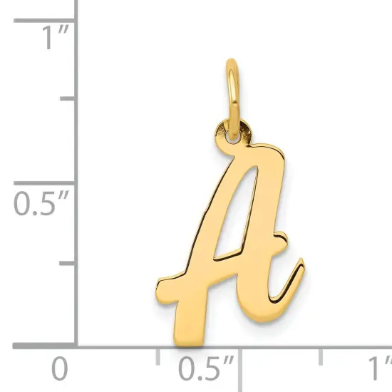 14K Yellow Gold Medium Script Initial Letter A Charm Jewerly 19mm x 11mm {5}