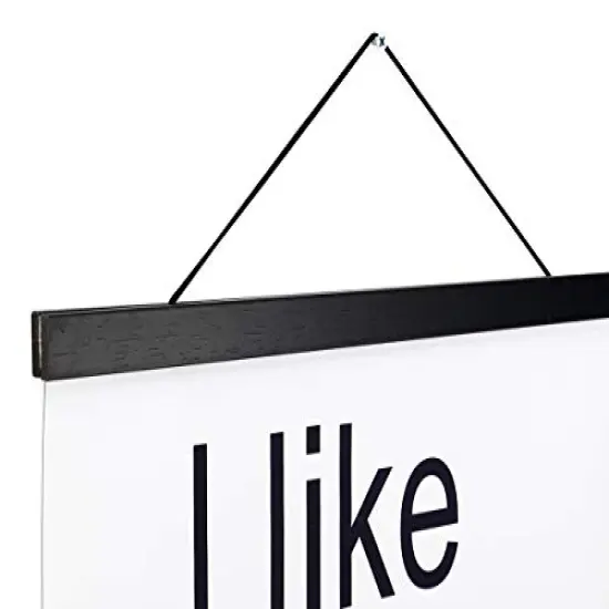 Magnetic Poster Hanger Frame, 9x24 9x12 9x11 Light Wood Wooden Magnet Canvas Artwork Print Dowel Poster Hangers Frames Hanging Kit (Black, 9") {4}