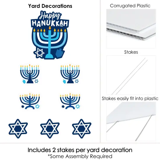 Big Dot of Happiness Hanukkah Menorah - Yard Sign and Outdoor Lawn Decorations - Chanukah Holiday Party Yard Signs - Set of 8 {6}