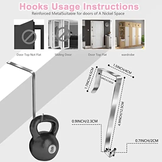 VERONLY Over the Door Hanging Organizer with 5 Large Pockets - Wall Mount Pantry Storage with 2 Big Metal Hooks for Baby Girl’s Diapers Closet,Bathroom,Nursery,Bedroom,Dorm,Baby,Kids Toys (Pink) {3}