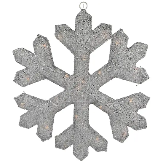 Northlight Lighted Tinsel Snowflake Christmas Window Decoration - 20" - Silver - Clear Lights {3}