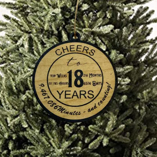 Ornament CUSTOM - Cheers to 18 Years BLACK {6}