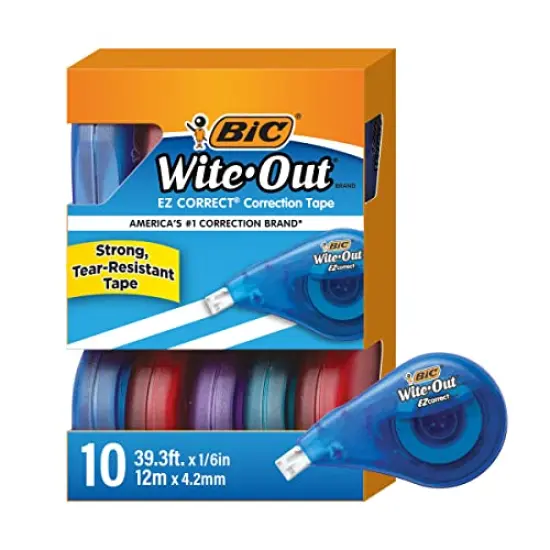Wite-Out Brand EZ Correct Correction Tape 39.3 Feet 10-Count Pack of White Tape Fast, Clean, and Easy to Use Tear-Resistant for Office or School Supplies {1}
