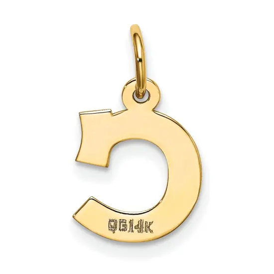 14K Yellow Gold Small Block Intial Letter C Charm Jewerly 18mm x 10mm {4}