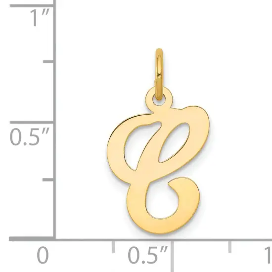 14K Gold Polished Fancy Initial Letter C Charm Pendant Jewerly 20mm x 11mm {5}