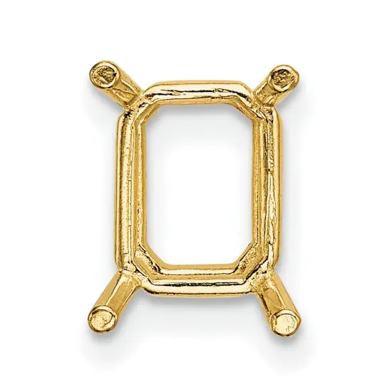14K Gold 4 Prongs Emerald Cut Wire Basket Setting 7mm {2}