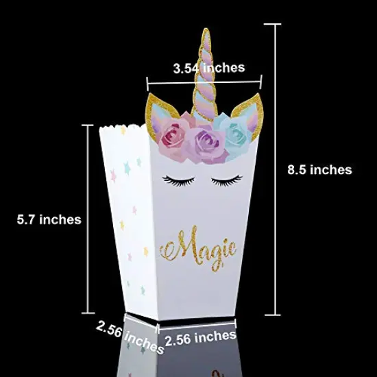 24Pcs Unicorn Birthday Party Supplies Unicorn Popcorn Box Snack Treat Box Candy Cookie Container For Baby Shower, Bridal Shower, Unicorn Theme Party Favors Decoration {3}