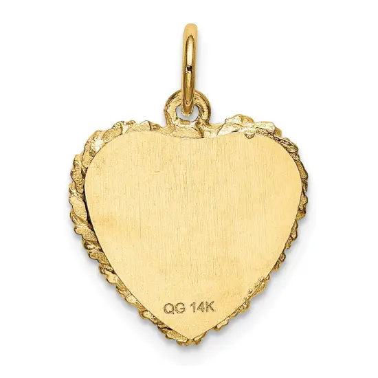 14K Yellow Gold Sweet Sixteen Heart Charm Pendant Jewerly 22mm x 15mm {4}