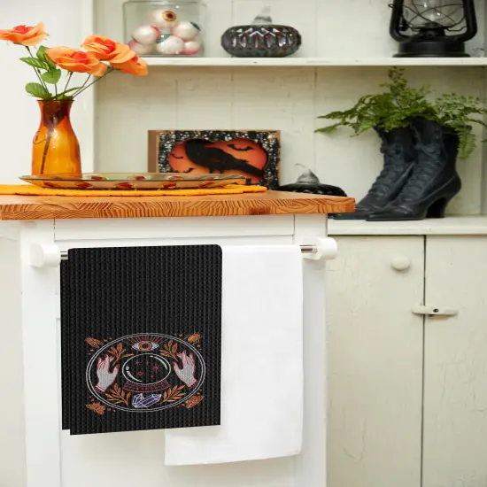 Magic Crystal Ball Halloween Embroidered Cotton Waffle Weave Kitchen Towel {5}