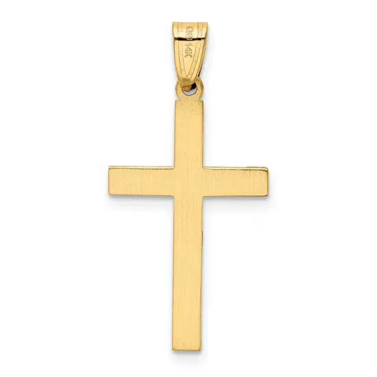 14K Yellow Gold Cross Pendant Charm Religious Jewerly 21mm x 15mm {3}