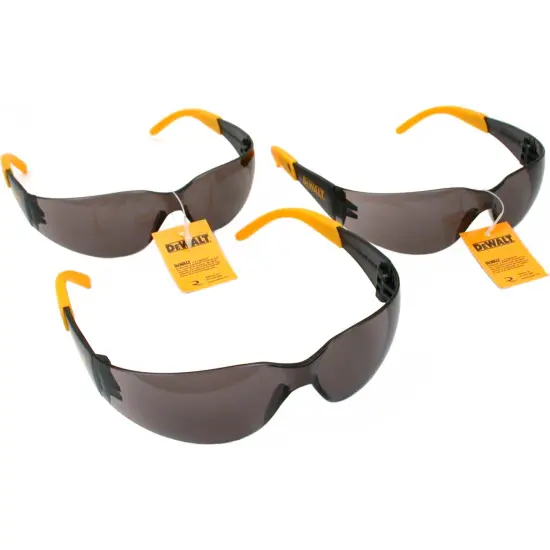 3 Pairs of DeWALT Protector Smoke Lens Safety Glasses {1}
