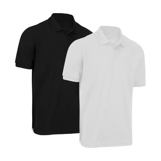 Radyan&reg; Best Polo Performance Ultra Soft Plain Short Sleeve T-Shirts Black & white {1}