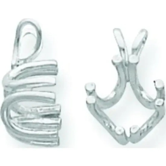 14K White Gold 4 Prong Round Pendant Setting 6mm {1}