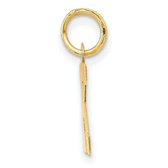 14K Yellow Gold Small Block Intial Letter K Charm Jewerly 18mm x 10mm {3}