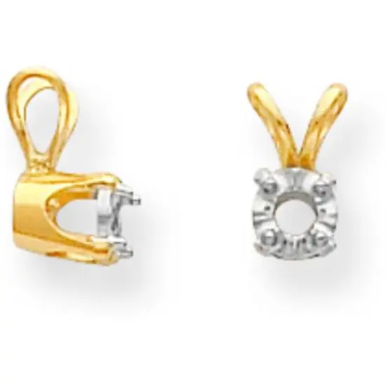 14K Gold 0.1ct 4 Prong Round Illusion Pendant Setting {1}