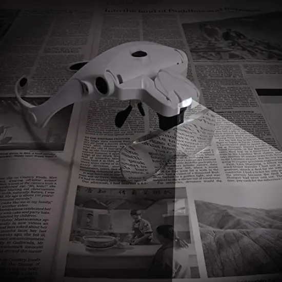 Hands Free Headband Magnifying Glass, USB Charging Head Magnifier with LED Light Jewelry Craft Watch Hobby 5 Lenses 1.0X 1.5X 2.0X 2.5X 3.5X (Upgraded Version) {6}