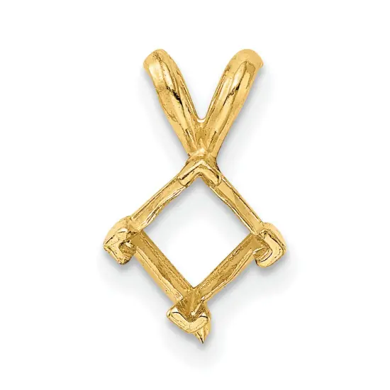 14K Gold 4 Prong Princess V-End Pendant Setting 3.5mm {2}