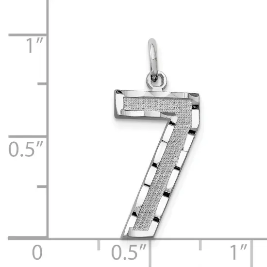 14K White Gold Large Number 7 Charm Pendant FindingKing Jewerly 25mm x 11mm {4}