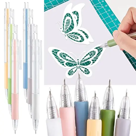 Craft Cutting Tool Paper Pen Cutter Knife Creative Retractable Hobby Knife Blade Art Utility Precision Paper Cutting Carving Tools with Pocket Clip for DIY Drawing Scrapbooking, 6 Colors (6) {2}