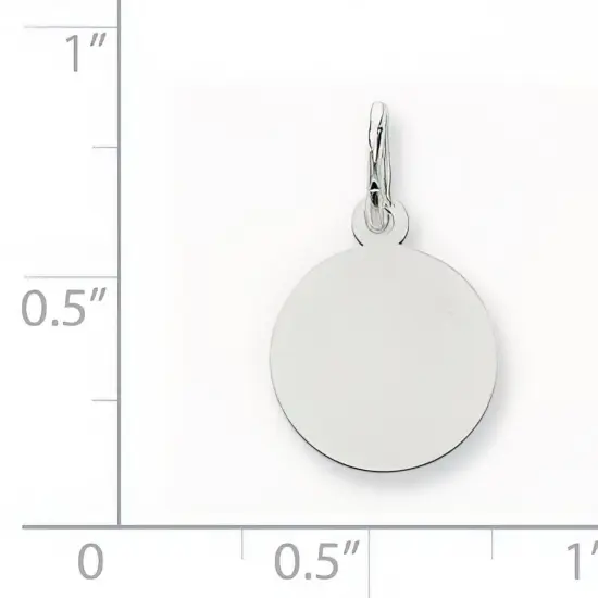 14K White Gold Disc Round Charm 0.431 grams Jewerly 19mm x 12mm {2}