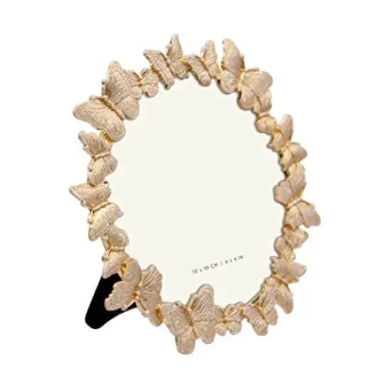 Round Butterfly Picture Frame with Gold With White Painted Frame 4&rdquo;x4&rdquo; Personalized Photo Frame Round Shape, for Vertical Display on Tabletop, Home Decor, Wedding or any Milestone Photos {5}