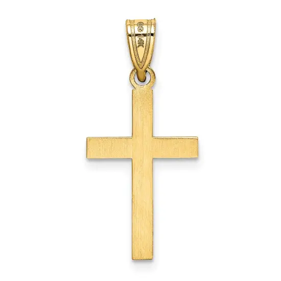 14K Yellow Gold Cross Pendant Charm Religious Jewerly 25mm x 12mm {3}