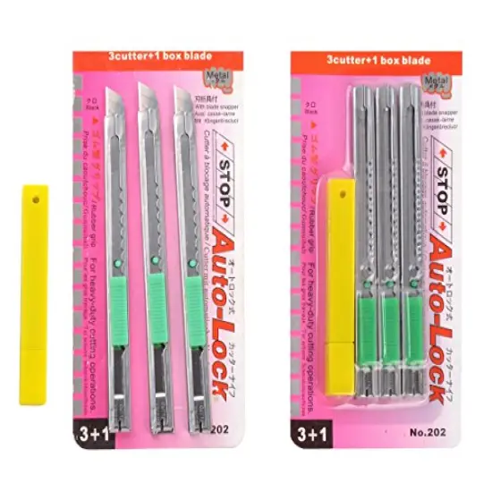 eZthings Heavy Duty 9mm Snap Off Blades Box Cutters Set for Cutting Materials: Wallpaper, Vinyl, Leather, Shrink-wrap Cutter Blades {7}