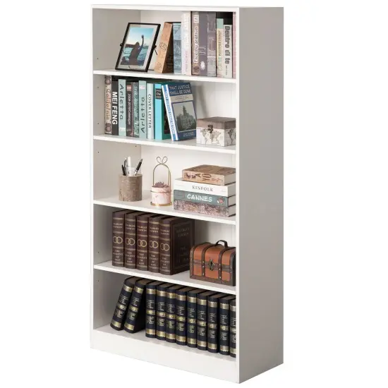 Freestanding Classic Wooden Display Bookshelf, Floor Standing Bookcase, with 5 Open Display Shelves Brown {7}