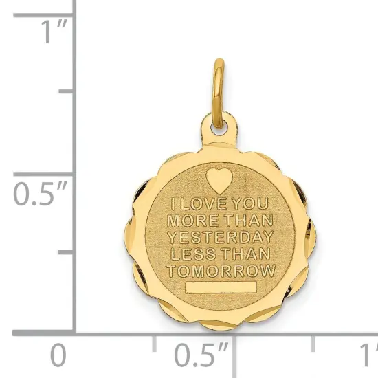 14K Gold I Love You More Than Yesterday Charm Pendant Jewerly 23mm x 15mm {5}