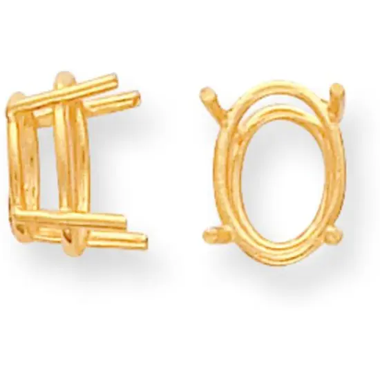 14K Gold 4 Prong Oval Wire Basket Setting 10mm {1}