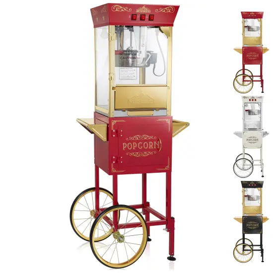 Olde Midway Movie Theater-Style Popcorn Machine Maker with Cart and 10-Ounce Kettle, Vintage-Style Popper on Wheels {7}