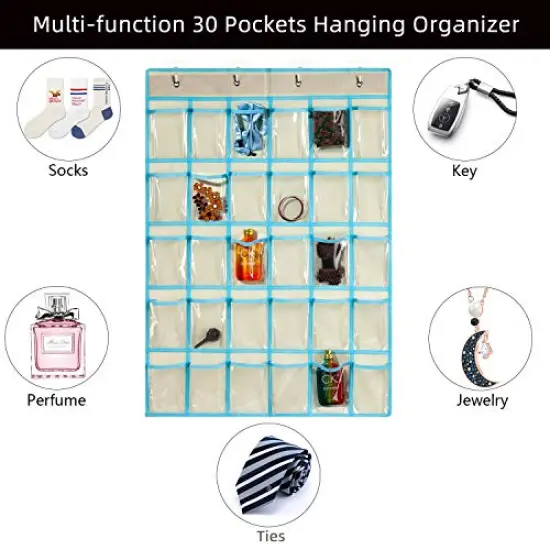 Classroom Pocket Charts for Cell Phone Calculator Holders, Pocket Organizer for Cell Phone Jail with 30 Clear Pockets Chart Size 33.5 x 24.5 Inch Classroom Pocket Storage (Beige) {6}
