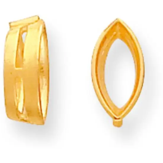 14K Gold Marquise Airline Bezel Setting 10.5x5mm {1}