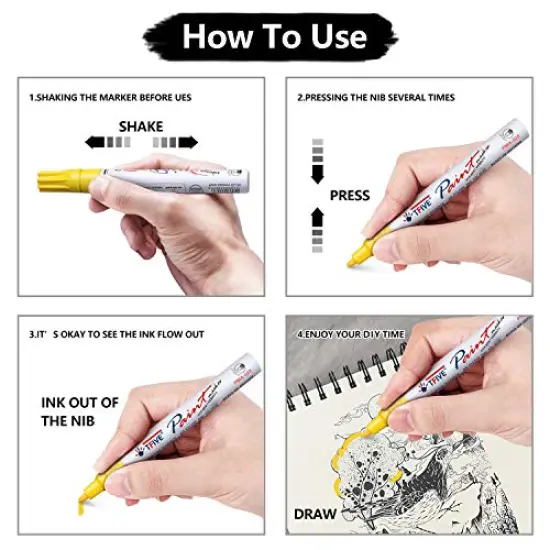 Paint Pens Paint Markers Never Fade Quick Dry and Permanent, 12 Color Oil-Based Waterproof Paint Marker Pen Set for Rock Painting, Ceramic, Wood, Fabric, Plastic, Canvas, Glass, Mugs, DIY - TF001 {3}