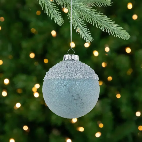 Northlight 4" Silver and Blue Beaded Glass Christmas Ornament {3}