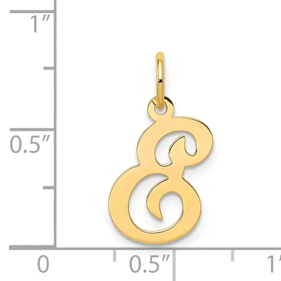 14K Gold Polished Fancy Initial Letter E Charm Pendant Jewerly 20mm x 11mm {5}