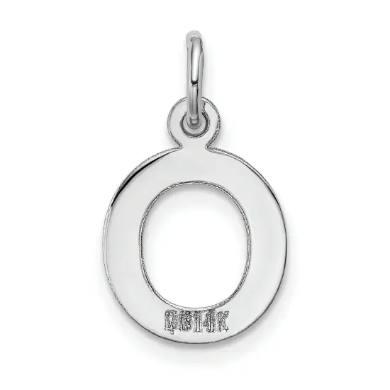 14K White Gold Small Block Intial Letter O Charm Jewerly 18mm x 10mm {3}