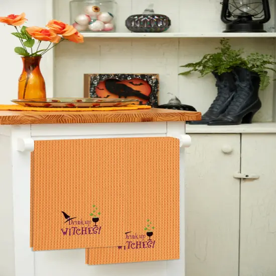 Drink Up Witches Halloween Cotton Waffle Weave Kitchen Towel {4}