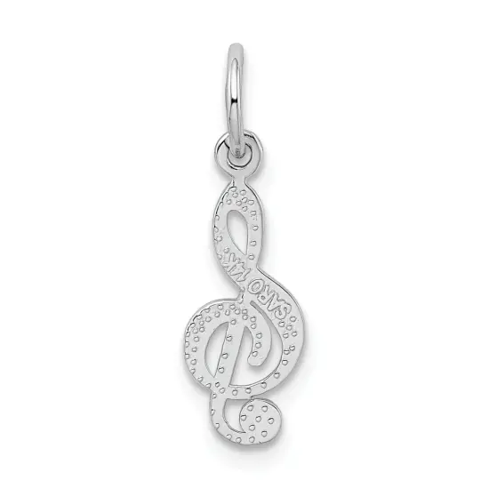 14K White Gold Treble Clef Charm Music Pendant Jewelry! 20mm x 5mm {3}