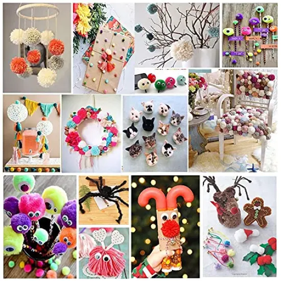 Pom Pom Maker, 4 Sizes Pompom Maker Tool Set for Fluff Ball Weave DIY Wool Yarn Knitting Craft Project for Kids and Adult - RRigo {5}